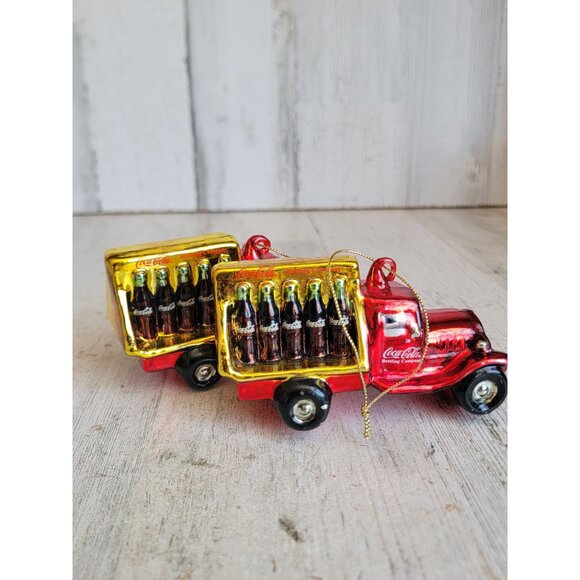 Vintage Coca-Cola red truck bottle delivery car glass ornament Xmas set - Picture 6 of 8